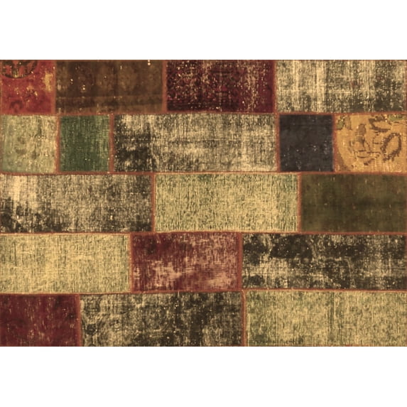 Ahgly Company Indoor Rectangle Patchwork Brown Transitional Area Rugs, 2' x 3'