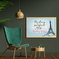 thumbnail image 2 of Eiffel Tower Wall Art with Frame, Perfect Day Eiffel Tower Polka Dot Handwriting Typography Sketch Paris Print, Printed Fabric Poster for Bathroom Living Room, 35" x 23", Blue Black, by Ambesonne, 2 of 2