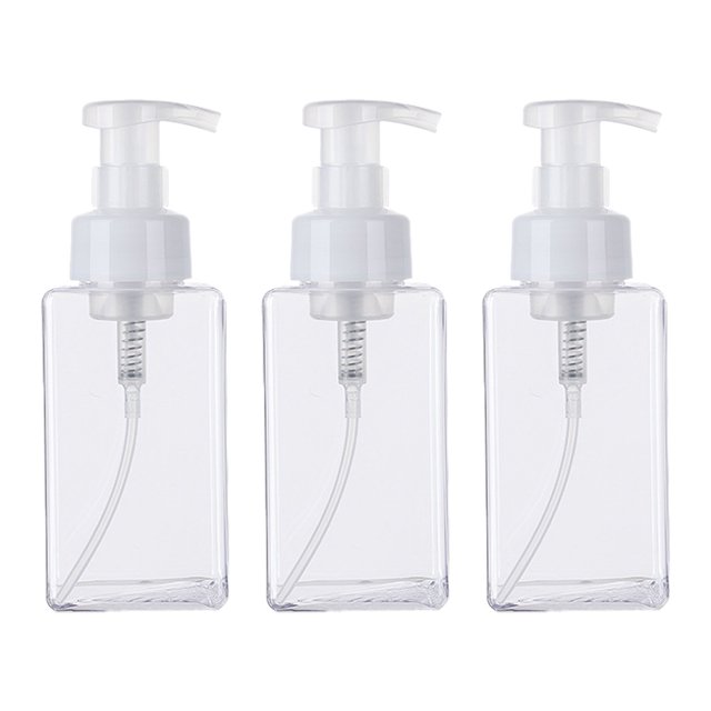 Dispensador de champú y acondicionador de 450 ml/15 oz, paquete de 3 botellas vacías con bomba, reutilizables, recargables para gel de ducha, acondicionador, loción, desinfectante de manos