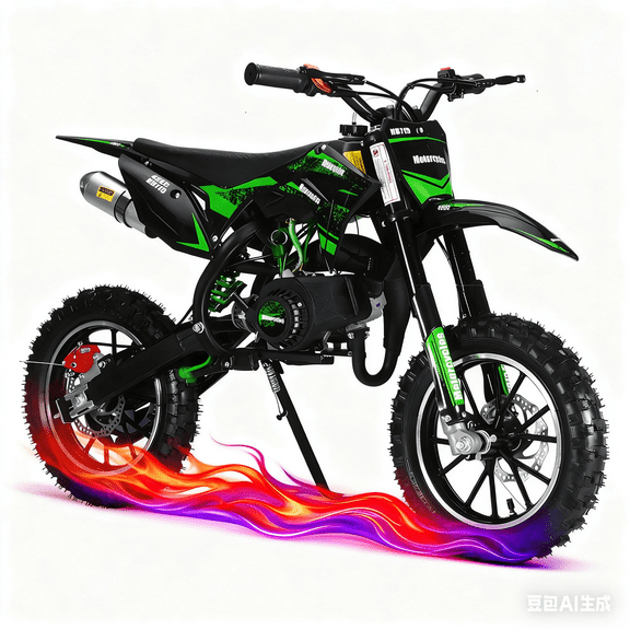 49CC Kids Dirt Bike, 2-Stroke Gas Powered Green Off Road Dirt Bike for Kids, Pull Start-Up to 25 Mph-Max Load 330 LBS, Front Rear Disc Brakes, Shock Absorption Pocket Motorbike