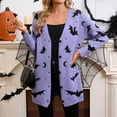 thumbnail image 6 of Halloween Cardigan Sweaters for Women Plus Size Fall Winter Loose Casual Long Sleeve Button Down Outerwear Coat #02 Purple Size XL, 6 of 7