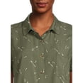 thumbnail image 4 of No Boundaries Juniors’ Button-Front Shirt with Short Sleeves, 4 of 5