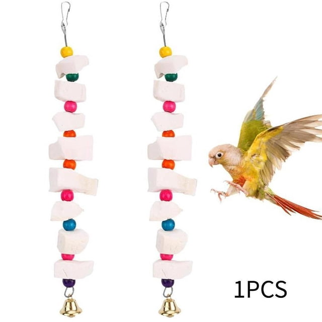 Juguete masticable para loros, piedra para afilar de pájaro, fácil de instalar, accesorio profesional con campana colgante para periquitos y