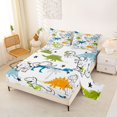 thumbnail image 2 of Homewish Funny Dinosaur Bed Sheets,Cute Wildlife Full Size Sheets,White,4 Pieces,1 Flat Sheet, 1 Fitted Sheet and 2 Pillowcases, 2 of 6