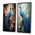 thumbnail image 3 of Designart "Luminous Peacock" Peacock Framed Wall Art Set Of 2 - Blue Animals Framed Canvas Set For Living Room Decor, 3 of 6