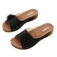 thumbnail image 5 of Fnooota Womens Comfort Sandals, Vacation Slip On Casual Open Toe Wedge Sandals Black Size 7, 5 of 7