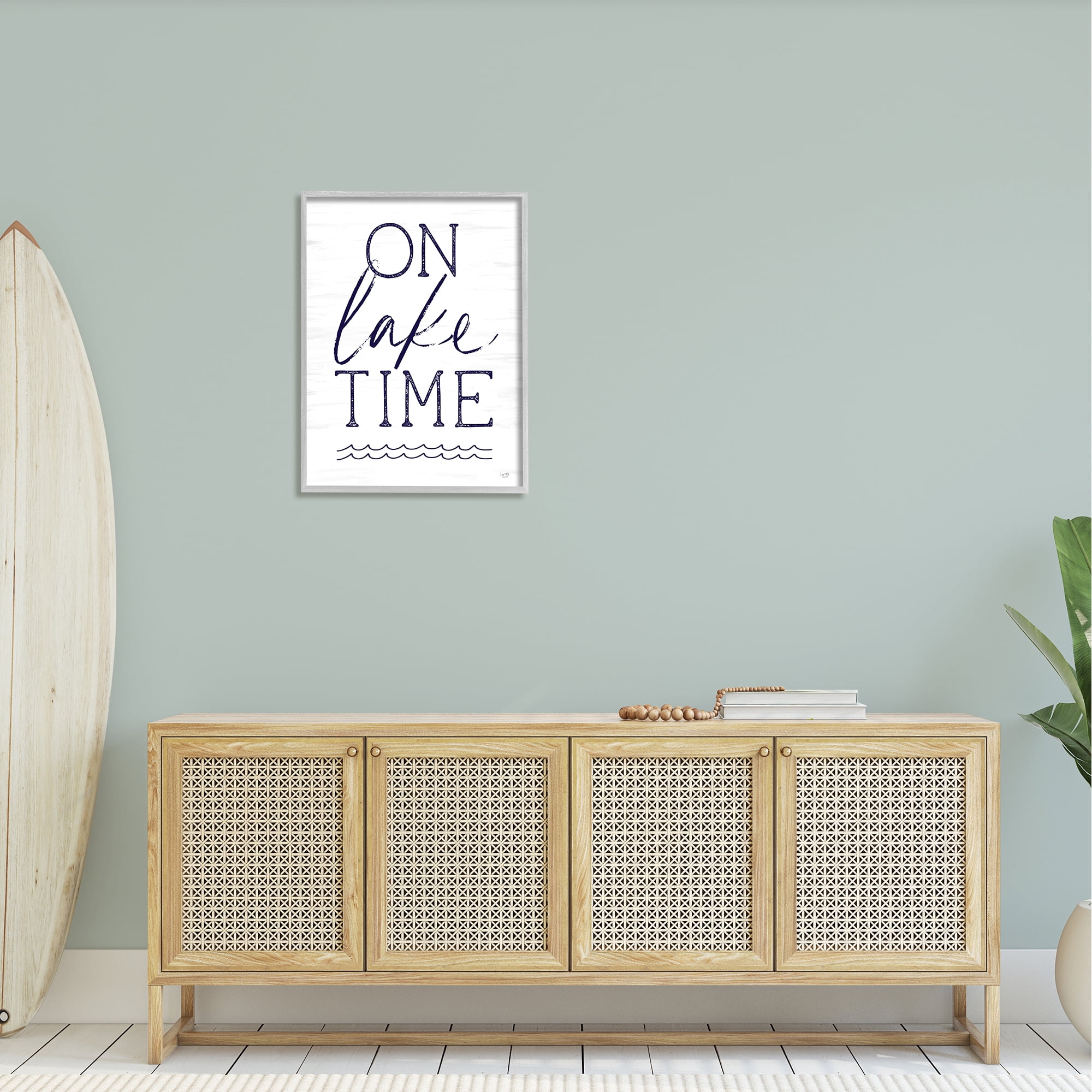Stupell On Lake Time Water Waves Landscape Painting Gray Framed Art Print Wall Art