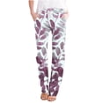 thumbnail image 1 of Mefallenssiah Mode Femmes Pantalon Décontracté Imprimé Floral Élastique Ample Jambe Large Droite, 1 of 4