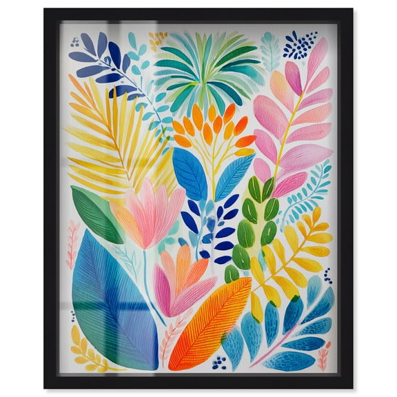 Foliage Flux II Shadowbox Print Tropical Wall Decor by Art Remedy, Black Frame, 16 x 20