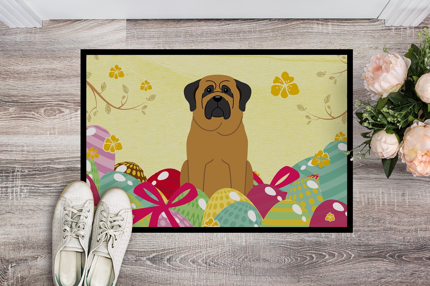 Carolines Treasures BB6018JMAT 24 x 36 in. Easter Eggs Mastiff Indoor or Outdoor Mat