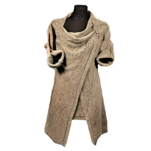 Cowl neck poncho top sweater with sleeves