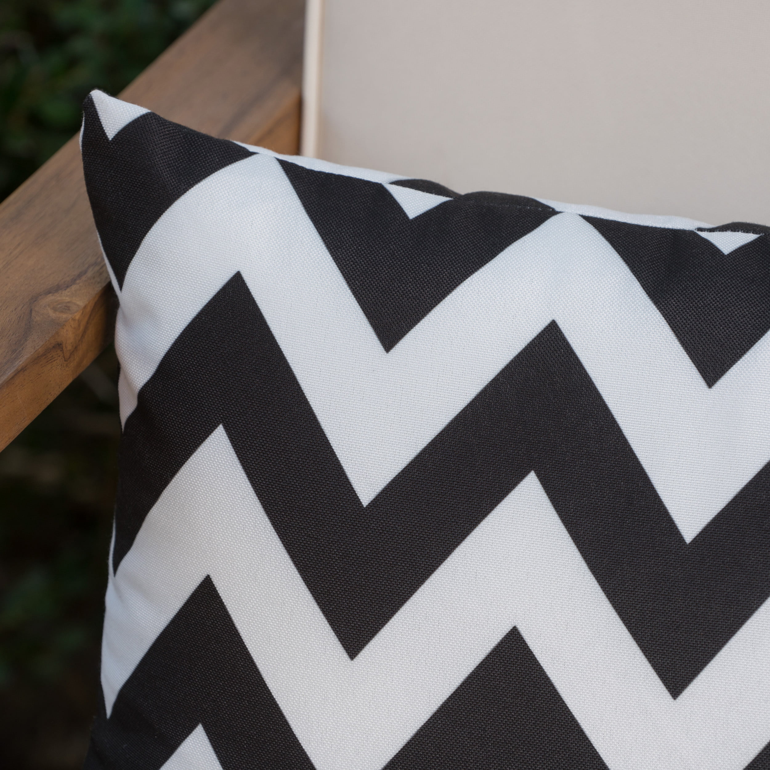 Greylin Outdoor Square Fabric Solid and Chevron Water Resistant Throw Pillows, Set of 4, Dark Teal, White