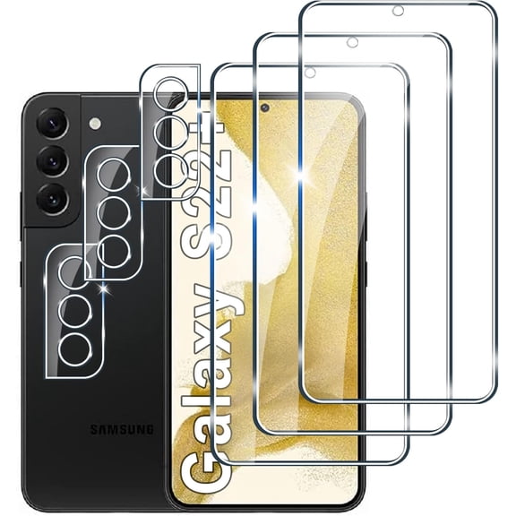 【3 3 PACK】 Designed for Samsung Galaxy S22 Plus Screen Protector and Camera Lens Protector, 9H Hardness, Galaxy S22 Plus Tempered Glass cell Phone Film HD Clear