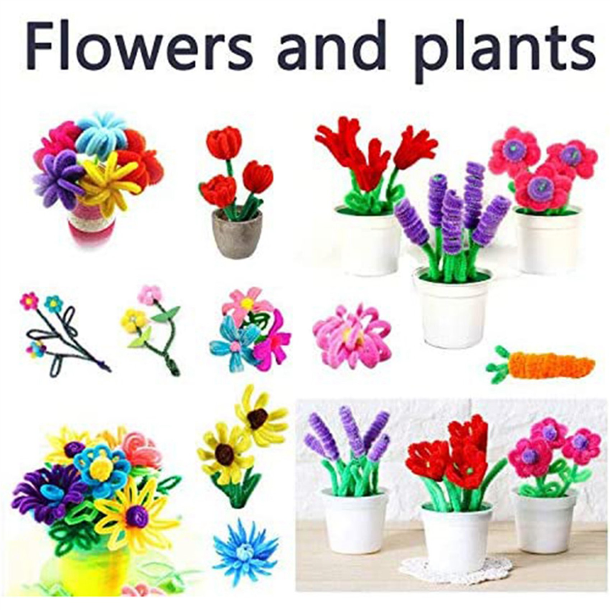 1000Pcs Pipe Cleaners Chenille Stems Kids DIY Craft Educational Toys Art Crafts Decorations