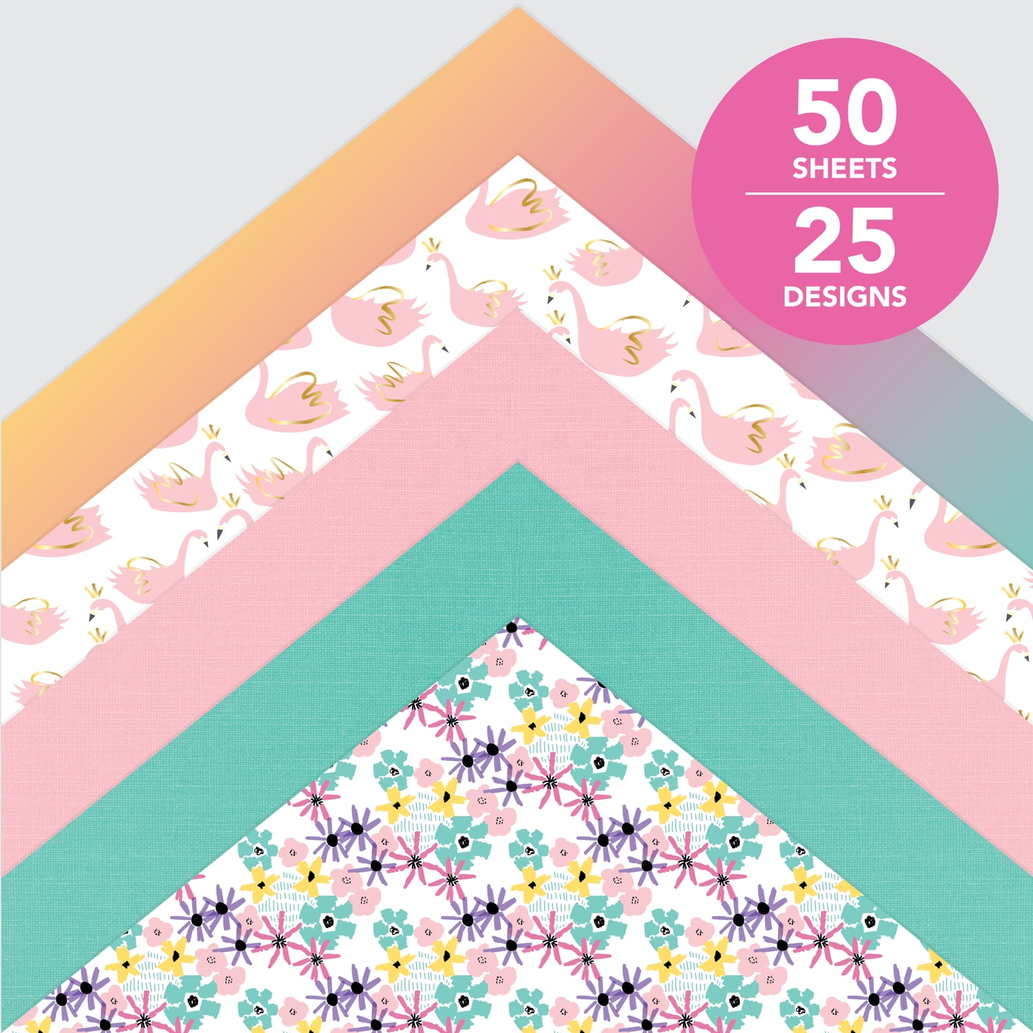 Roobee by Mara Mi Pink Dreamland Scrapbook Paper Pad, 50 Sheets, 25 Designs