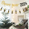thumbnail image 2 of Mosey 1 Set Happy New Year Banner Pendant Golden Silver Color Sequin Letter Flag & Paper Bottle Banner Hanging Ornament 2024 New Year Home Decoration, 2 of 8
