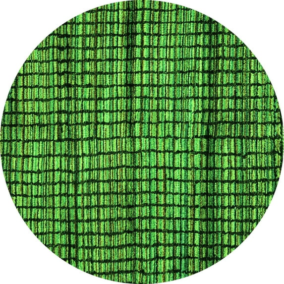 Ahgly Company Indoor Round Abstract Green Modern Area Rugs, 4' Round
