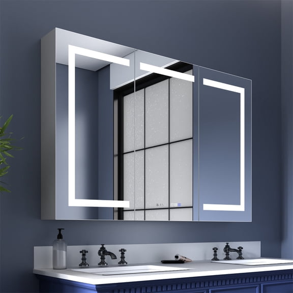 Boost-M2 48" W x 32" H LED Lighted Recessed Medicine Cabinets with Mirror - Surface or Recessed Installation