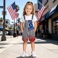 thumbnail image 3 of Ticikt Unisex Printed Overalls Short Romper, Festival Jumpsuits 4th of July Kids Overalls,Color:Navy,Size:6-7 Years, 3 of 7