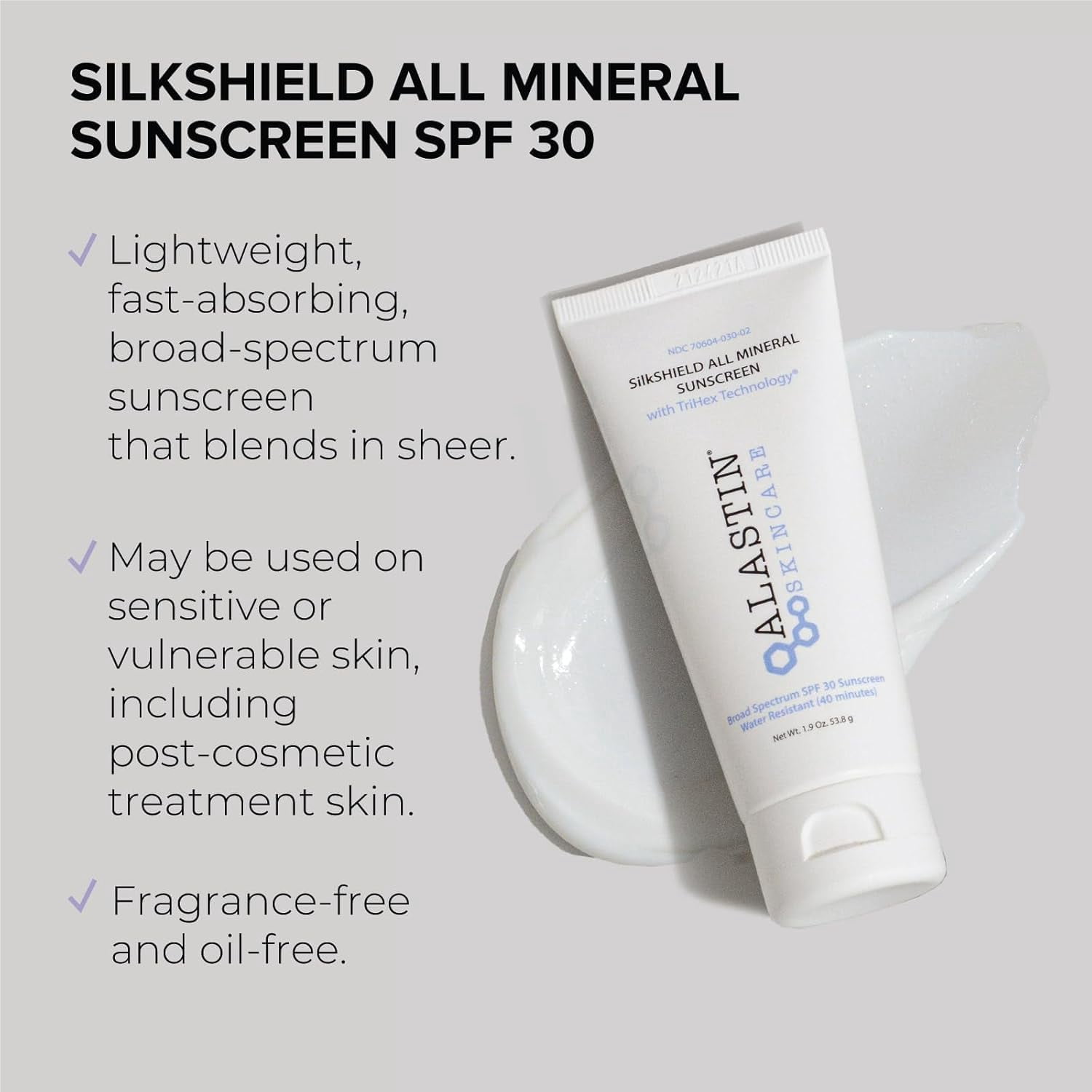 Alastin Skincare SilkShield All Mineral Sunscreen SPF 30, Travel Size, 1.9 fl oz
