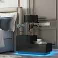 thumbnail image 4 of Hommpa LED Nightstand 2 Drawer High Gloss Bedside Table L Shape Bed Side Table Bedroom Furniture Black 27.6x13.8x16.1 inch, 4 of 11
