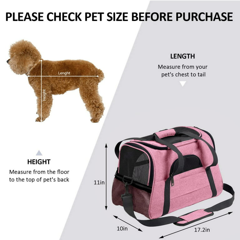 Pink Pet Cat Carrier Airline Approved, Dog Carriers for Small Dogs,  Collapsible Dog Cat Travel Carrier Bag for Small Medium Cat
