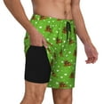 thumbnail image 2 of Fotbe dogs on a green background Men’s Swim Trunks Quick Dry Swim Shorts Board Shorts with Mesh Lining-Small, 2 of 6
