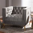 thumbnail image 2 of Bowery Hill 17.32" Velvet Button Tufted Lounge Chair in Gray/Gold, 2 of 9