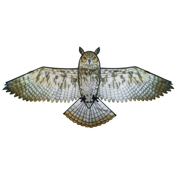 In the Breeze 3375 — 70-inch Great Horned Owl Kite — Realistic Printed Bird of Prey Kite; Single-Line Easy-Flying; Kite Line Included