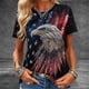 thumbnail image 2 of Mujeres Manga Corta Tops Moda Casual Cómoda Impresión Manga Corta V Cuello Blusa Camiseta Top Suave Y Transpirable Tela Multi-Ocasión Usabilidad, 2 of 5