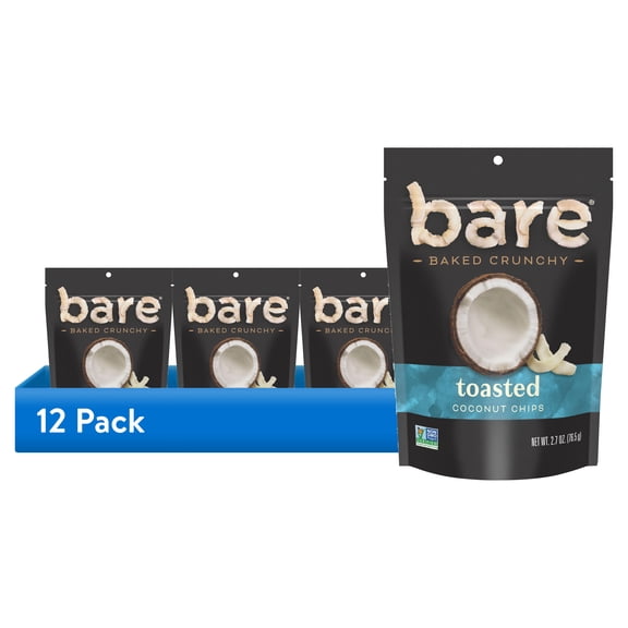(12 pack) bare Baked Crunchy Toasted Coconut Chips, 2.7 oz Bag