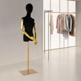 thumbnail image 3 of 1 PCS Female Mannequin, Height Adjustable Display Mannequin Body 150-200 cm/ 59. 06-78. 74 in, Half Body Mannequin for Clothing Display, Detachable Arms(Black, Gold), 3 of 10