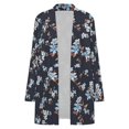 thumbnail image 4 of Women's Plus Size Charcoal Blue Floral Cardigan, Long Sleeve Open Front Tunic with Pockets, 4 of 8