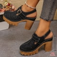 thumbnail image 7 of Rokment Womens Vintage Clogs Dress Sandals 2026 Spring Summer Casual Leather Hollow out Buckles Closed Toe Platform Chunky Block High Heels Slingback Pumps Black Size 7, 7 of 7