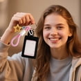 thumbnail image 6 of ID Badge Holder Card Case Lanyard Card Holder Star Design Photo Card Protector Bus Pass Key Card Holder PU Badge Case Office School Commute Travel Daily Accessory Keychain Carry, 6 of 6