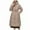 Khaki, variant on Winter Dresses for Women 2025 Puffer Jacket Womens Fall And Winter Wave Seam Hooded Cotton Coat Mid-length Knee-length Cotton Coat Long-sleeved Cotton Coat