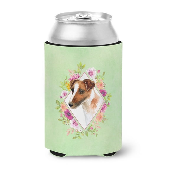 Jack Russell Terrier Green Flowers Can or Bottle Hugger