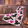thumbnail image 6 of Playful Dachshund Dogs Hearts Cheerful Cartoon Pattern, Playful Pet Portrait Pattern, Warm Flannel Blanket for Living Room and Bedroom, Dog Lovers Just Because Gift, Pet Lover Home Decor, 6 of 9