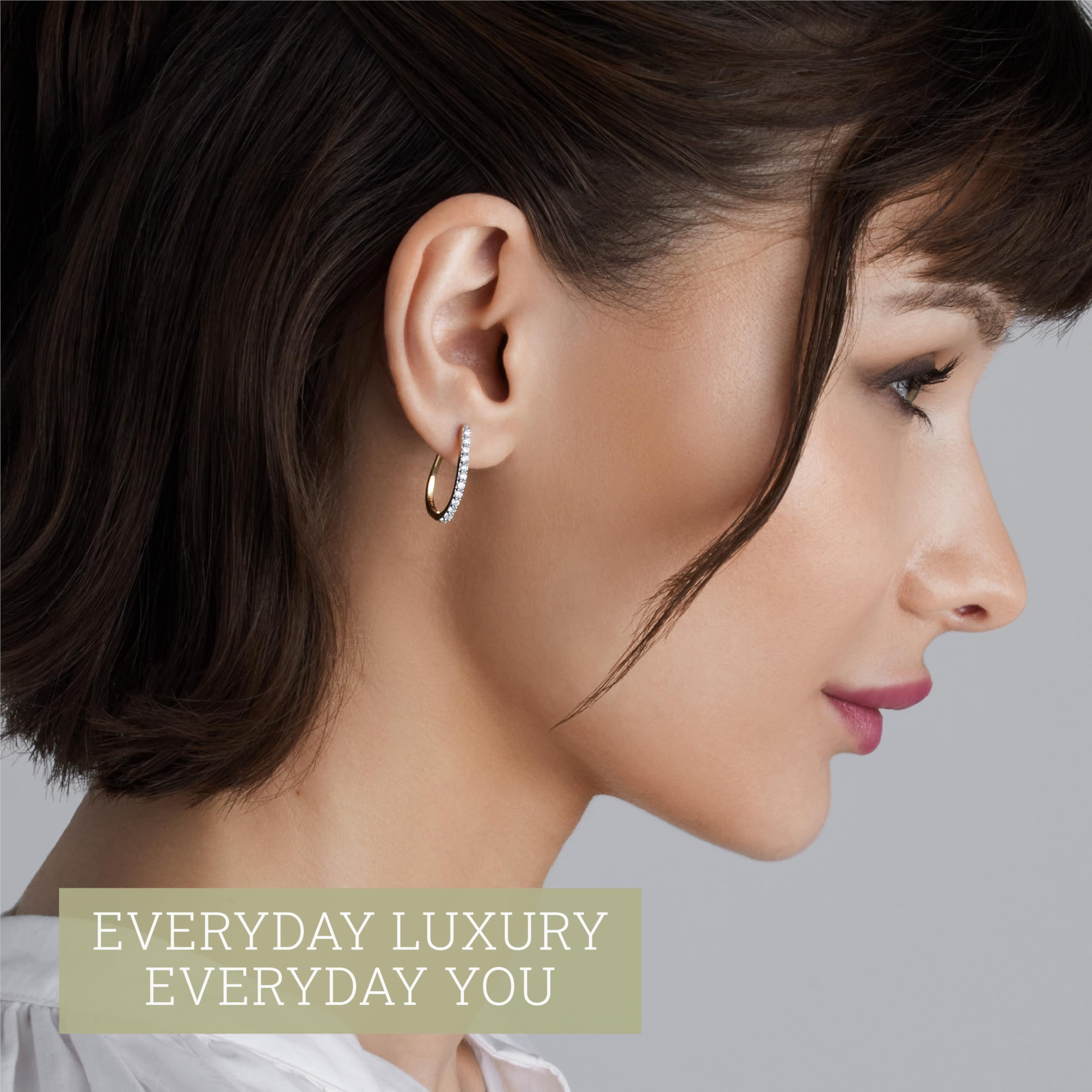 Gilded 1/2 Carat Total Weight Lab-Grown Diamond U-Shaped Hoop Earrings for Women in 14KT Gold Plated 925 Sterling Silver | Hypoallergenic Fine Jewelry | Latch Back Closure | SI1 Clarity, F Color
