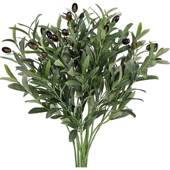 IRuiYinGo 5 Pack Artificial Olive Branches 19" Fake Plants Silk Greenery Stems Olive Leaves Trees for Home Office Wedding Christmas Decor