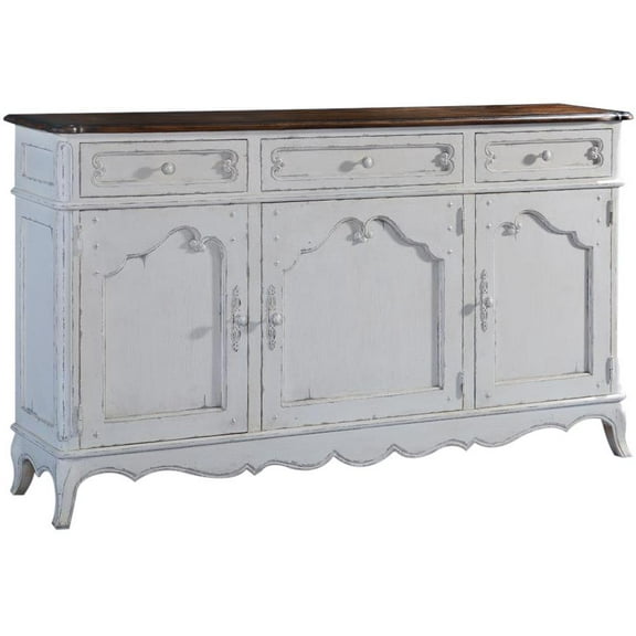French Provincial Server Sideboard with Antique White Finish
