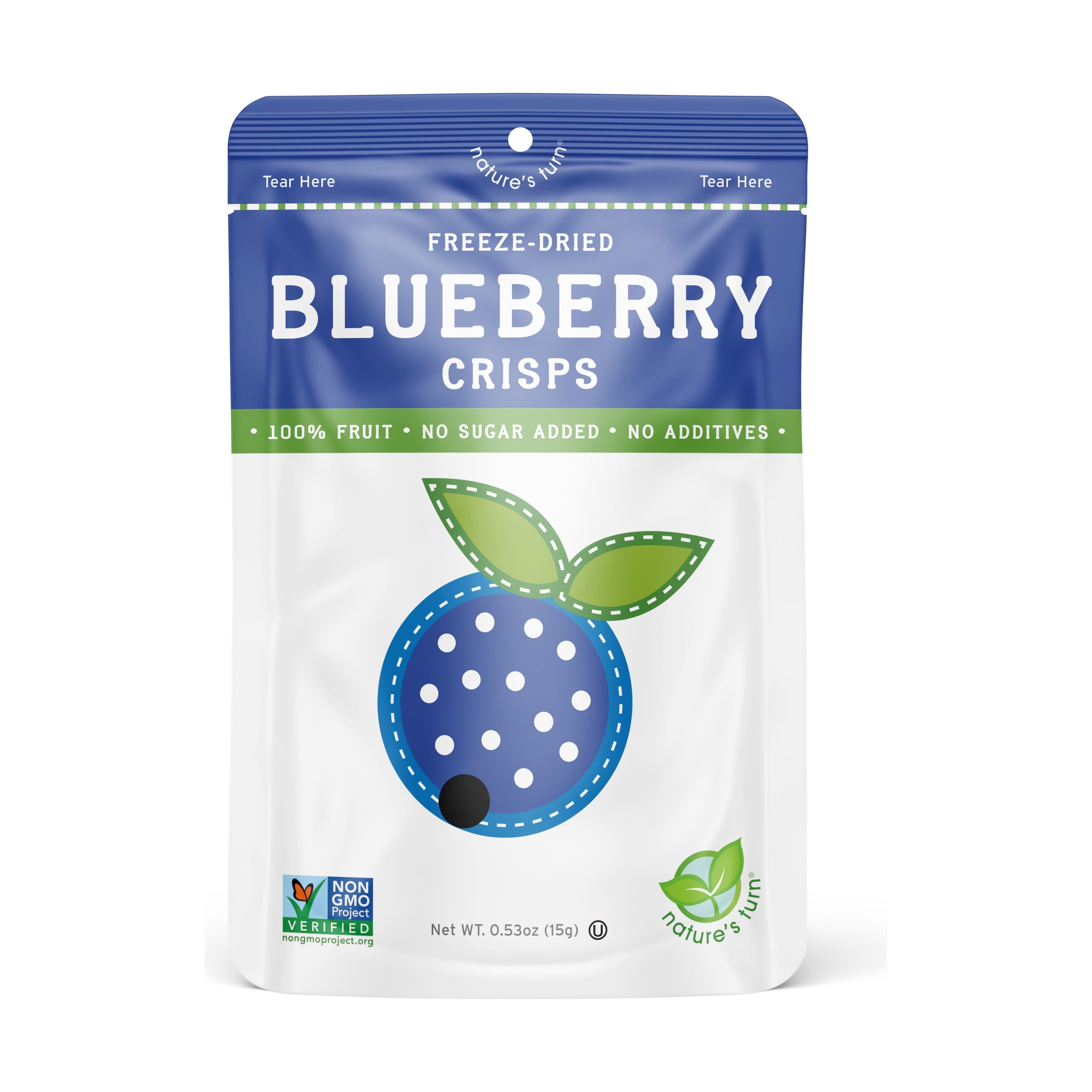 Nature’s Turn Freeze-Dried Blueberry Crisps, No Added Sugar, Healthy Natural Fruit Crisp Snack for School Lunches, 6 Pack (1.2 oz Each)