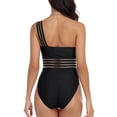 thumbnail image 2 of Faithtur Bikini pour Femmes, Maillot de Bain une Épaule Sans Manches Transparent Patchwork Été, 2 of 9
