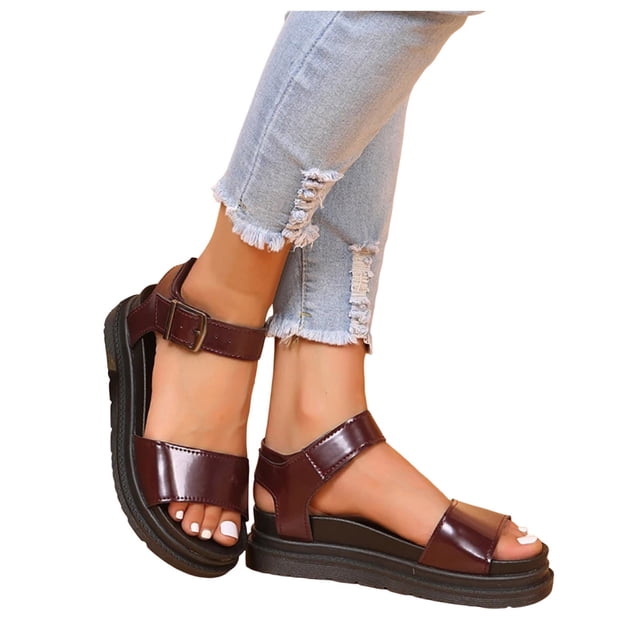 Bmisegm Sandales Chaudes Femmes Pantoufles Ado pour Filles Sandales de Plage Sandales Filles Sandales Femmes Sandales à Plateforme Sandales Femmes Été Rouge 7.5