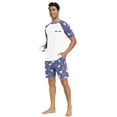 thumbnail image 4 of MINTREUS Men's Pajamas Colors Contrast Short Sleeve Round Neck 2-piece Set Men's Loose Shorts Casual Set Raglan Pajamas, 4 of 6