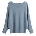 thumbnail image 5 of UJNDER Fashion Off The Shoulder Bat Sleeve Long Sleeve Pullover Sweater for Women Light Blue One Size, 5 of 5