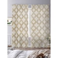 thumbnail image 3 of Abstract Geometric Sheer Curtains 2 Panels Set Modern Gold and Beige Retro Plaid Texture Sheer Window Curtains Light Filtering Rod Pocket Voile Drapes for Bedroom Living Room 52"X108", 3 of 8