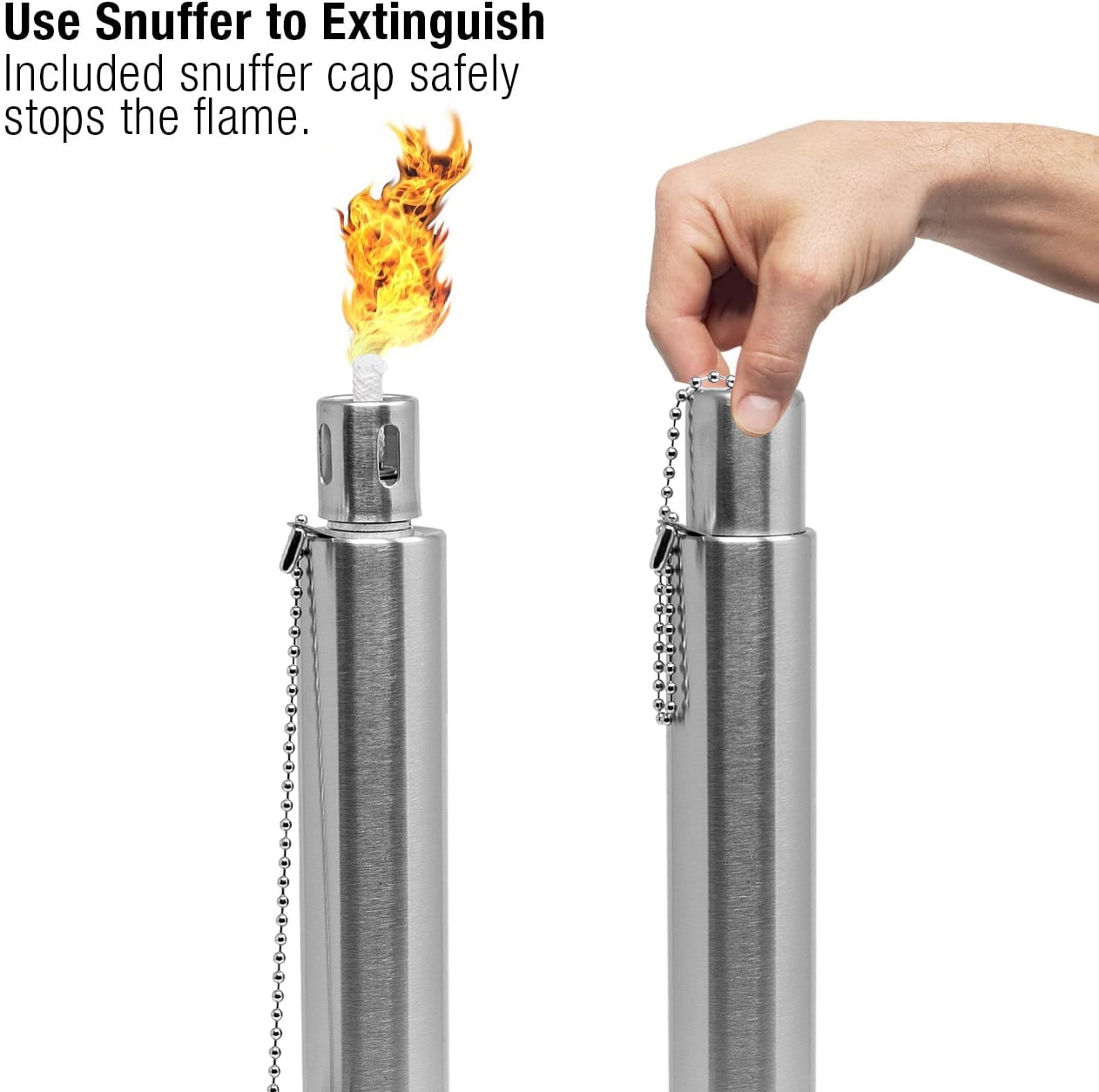 Sorbus 2-Pack Stainless Steel Torches - 5 ft. Long Garden Patio Décor  (Silver - Cylinder)