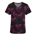 thumbnail image 4 of Pimelu Valentines Shirts for Women Womens Tops Womens Scrubs Tops Valentines Day Shirts Fashion Heart Print Nurse's Tunic Tops V Neck Short Sleeve Pocket Working Uniform Blouses, 4 of 5
