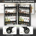 thumbnail image 6 of PetFurnishn Slim Rolling Storage Cart, 4-Tier Rolling Utility Cart, Wood Kitchen Storage Cart with Handle & Wheels, Narrow Rolling Shelving Unit for Kitchen Bathroom Laundry Small Places (Dark), 6 of 9